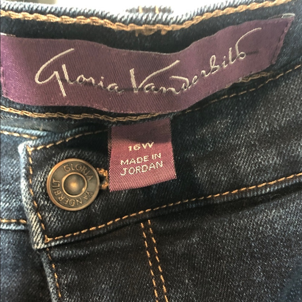 Gloria Vanderbilt Dark Blue Amanda Boot Cut Jeans, Size 16W - Picture 3 of 10